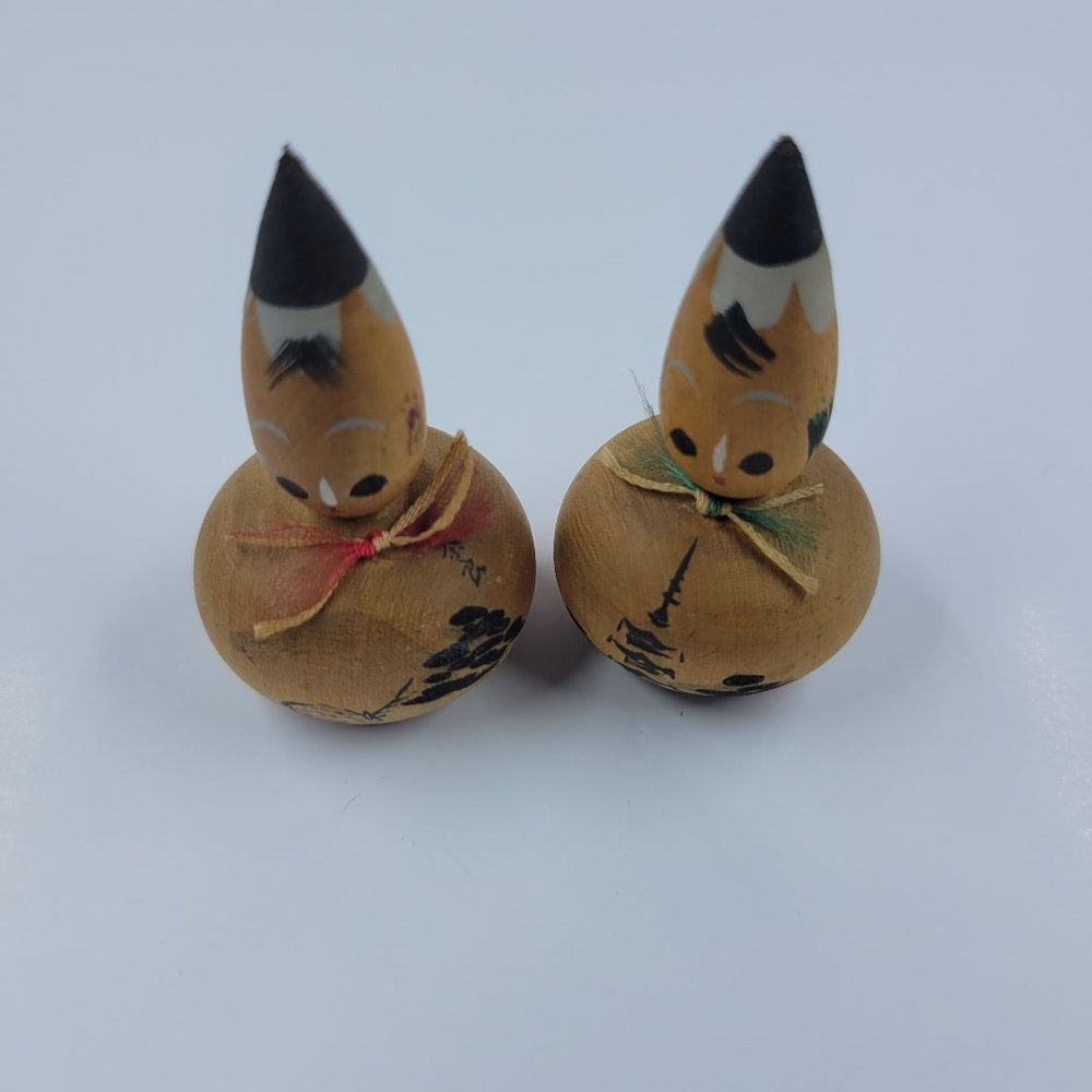 Traditional mini Kokeshi doll, japanese doll, mini kokeshis, set 2 kokeshis, sma